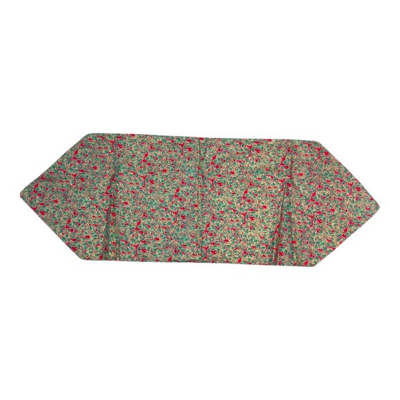 Holiday Floral Table Runner 45"x16" Christmas Themed Poinsettias & Holly Design - Picture 6 of 6